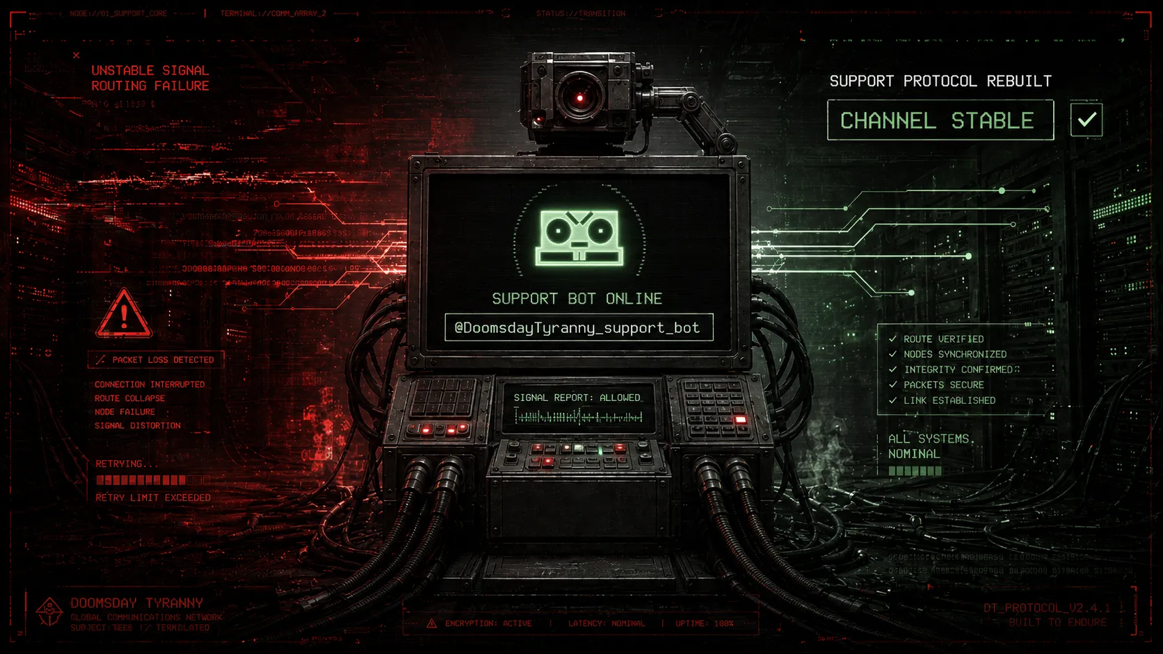 Doomsday Tyranny Support Bot Terminal with Stable Channel Status